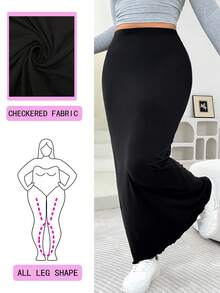 Solflare 大码黑色高腰休闲百搭紧身半身裙