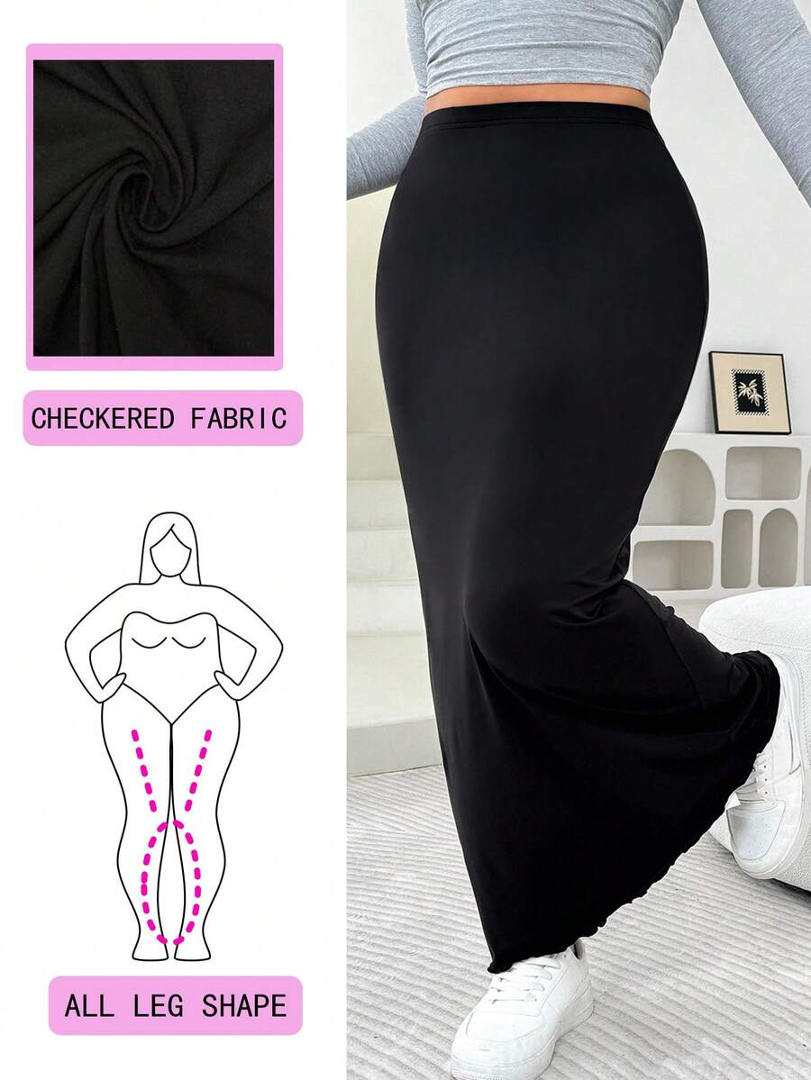 Solflare 大码黑色高腰休闲百搭紧身半身裙