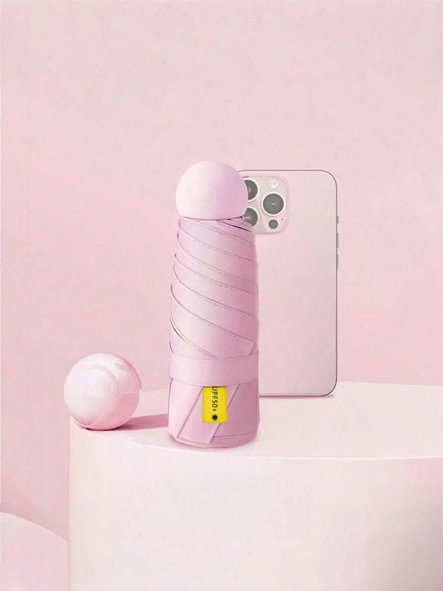 1 Piece, Mini Travel Sun Umbrella With Protective Cover, Small And Compact UV Resistant Umbrella, Lightweight Windproof Sun Umbrella, Suitable For Hiking - Multicolor - View 1