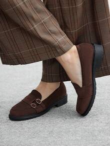 CUCCOO BIZCHIC 女士休闲百搭简约通勤平底鞋 - 巧克力棕 - 查看 3