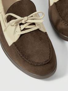 Sleekvia Women's Casual Lace-Up Contrast Color Comfortable Slip-On Loafers, Versatile For Daily Commute For Christmas - Coffee Brown - View 8