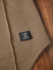 HIMLAND Men's Round Neck Asymmetrical Hem Casual Daily Versatile Commuting Short Sleeve T-Shirt Mens Casual Tops Brown T-Shirt Men Curved Hem Tee Men Mens Casual T-Shirt - Khaki - View 5