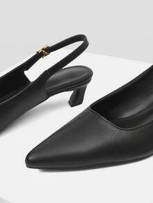 Mnmlis 女士优雅尖头通勤鞋 - 黑色 - 查看 10