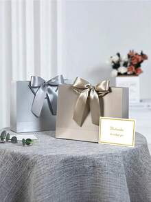 1/2/5个装，大号礼品袋，带丝带、1张贺卡和2张薄纸，便携式纸质礼品袋，带提手，生日礼品袋，婚礼派对母亲节礼物袋