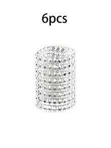 2/6/12/30/50PCS Diamond Napkin Rings Set, Luxury Rhinestone Napkin Holders For Christmas Wedding Dinner Party, Elegant Table Decorations For Anniversary Birthday Festival Holiday, Premium Hook & Loop Design, DIY Crafts, Gift For Women - Silver - View 10