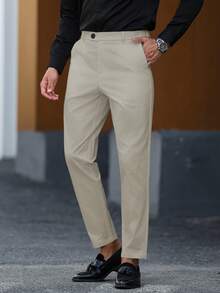 Manfinity Mode Pantalones de traje de unicolor versátiles y de moda para hombres - Caqui - Ver 7