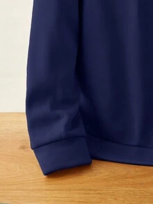 HIMLAND Men's Letter Embossed Casual Loose Fit Sweatshirt, Autumn/Winter Mens Sweater Jersey Sweater Navy Blue Sweatshirt Male Sweater Graphic Mens Blue Sweatshirt - Navy Blue - View 5