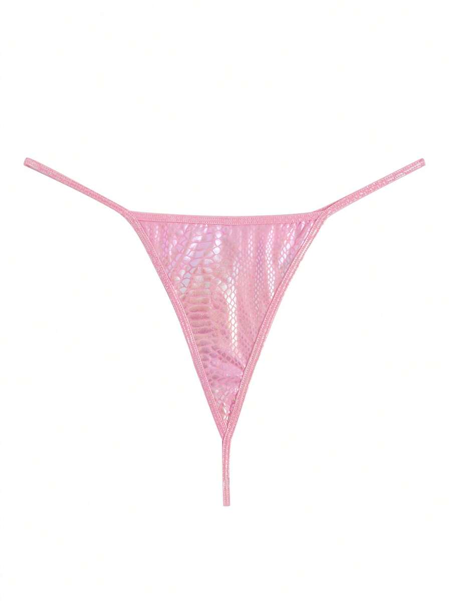 Heart Ring Linked Thong Lingerie - Pink - View 1