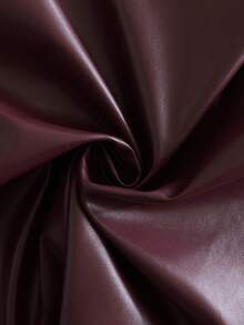 SHEIN PETITE 女士性感简约无袖酒红色修身PU连衣裙，女士酒红色连衣裙，女士皮革连衣裙，情人节系列，情人节缎面连衣裙，性感夜店连衣裙，乳胶连衣裙，女士皮革连衣裙 - 酒紅色 - 查看 8