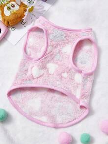 PETSIN 1pc White Gray Love Valentine's Day Pet Vest Pink Autumn And Winter With Plush Warm Flannel Warm Pet Clothes - Pink - View 3