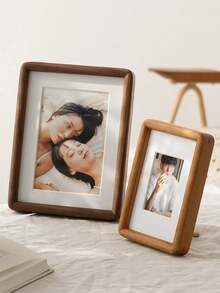 1PC High-End Mortise And Tenon Structure Solid Wood Photo Frame,Place Photo Frame Desktop Photo Frame Solid Wood Creative Photo Frame Frame Gifts Birthday Graduation - Teak - View 2
