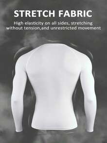 Gym Rark Men's Spider Print Slim Fit Long Sleeve Athletic T-Shirt Rash Guard Men Men Compression Tops Compression Long Sleeve Graphic Compression Shirt Compression Shirt Men - White - View 2