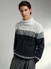 RONVEXI Men's Casual Warm Long Sleeve Turtleneck Pullover Sweater - Multicolor - View 5