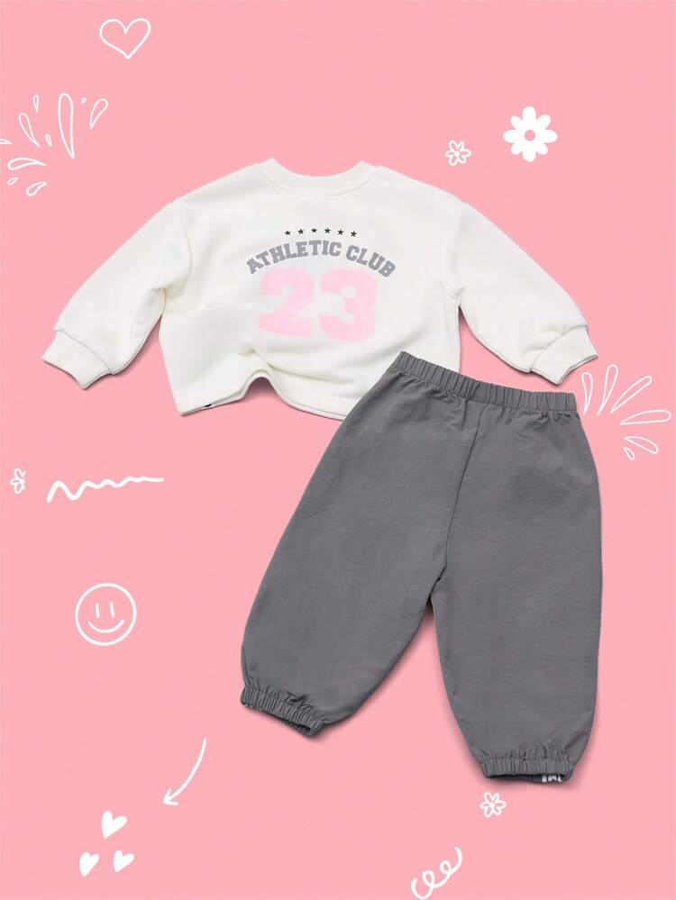 Hooded Sweatshirt And Jogger Pants Set With Stars