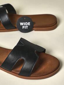 SHUZIA Cloud Comfort EE 宽版女式镂空黑色 PU 拖鞋 - 全天候缓冲，适合肿胀双脚和城市探险 - 黑色 - 查看 4