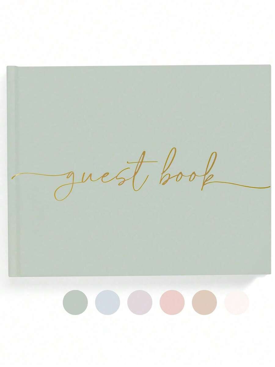 婚礼宾客签名册 - 精致优雅的婚礼、洗礼派对及其他特殊活动宾客签名册 - 100页空白页，可用于婚礼签到和照片 - 家居装饰（绿色） - 綠色 - 查看 1