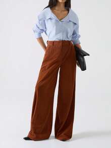 LYSMO 2025 New Arrive Minimalism Winter  Women's Fashionable Versatile Solid Color Wide Leg Pants - Khaki - View 4
