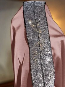 SHEIN Clasi 大码女式优雅派对亮片拼接宽松上衣，适合派对和聚会 - 粉色 - 查看 6