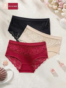 SHEIN 3件套加大码情人节内衣套装 - 彩色 - 查看 3