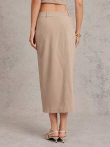 L'Amorae 女士细条纹铅笔裙商务休闲办公室装 - 彩色 - 查看 3