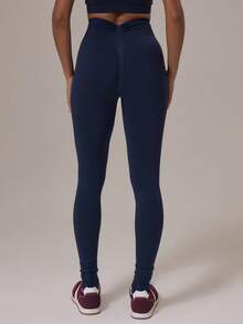 Musera Sport Sport Seamless Sculpt Scrunch Leggings Winter Activewear Sport Gym Workout - Navy Blue - View 4