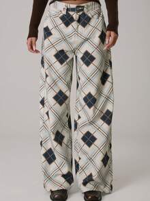 MUSERA High Waist Print Denim Jeans Casual Cute Winter Cosy Coco Cloud - Multicolor - View 1