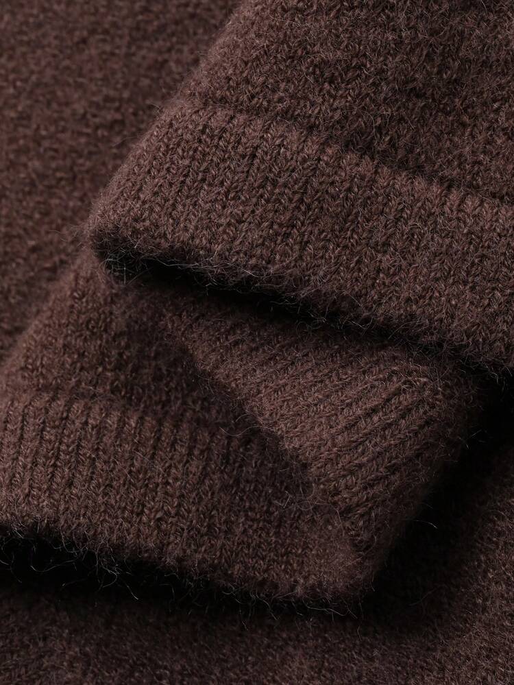 2pcs/Set Women's Loose Business Casual Lace Patchwork Fashion Street Elegant Brown Sweater Set, Suitable For Autumn, Spring, New Year, Christmas