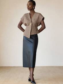 Aveloria Modichic Áo thun tay ngắn cổ chữ V thiết kế thời trang, bó eo, thon gọn, đa năng khi đi làm - Nhiều màu - Xem 3