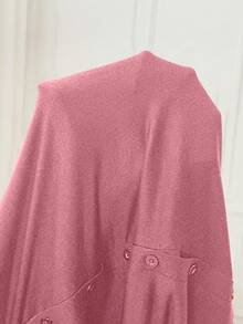 SHEIN 纯色舒适前开襟短袖产妇服 - 紅色 - 查看 6