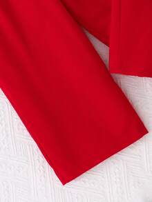 Young Girl Sleeveless Jumpsuit With Bow Decor On Shoulders Red Girls Outfit Set Red Girl Clothes Red Jumpsuit For Girls Red Kids Outfit Runway Jump Suits For Teenage Girls - Red - View 5