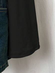 EgrlEra Autumn Fashion Solid Color Bell Sleeve Ruched Waist T-Shirt - Black - View 4