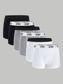 SHEIN 6条/包 儿童简约撞色弹力腰带运动休闲内裤 - 彩色 - 查看 4