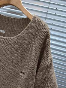 Manfinity Homme Men's Solid Color Distressed Short Sleeve Knit Top - Camel - View 3
