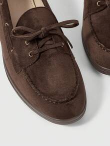 Sleekvia Women's Casual Versatile Commuting Simple Lace-Up Flats For Christmas - Coffee Brown - View 8