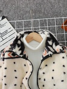 SHEIN 少女宽松休闲毛绒拉链长袖外套 - 彩色 - 查看 3