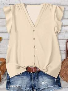 EMERY ROSE Women's Casual Minimalist Shirt, Suitable For Summer - Apricot - View 1