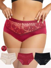 SHEIN 3件套加大码情人节内衣套装 - 彩色 - 查看 2