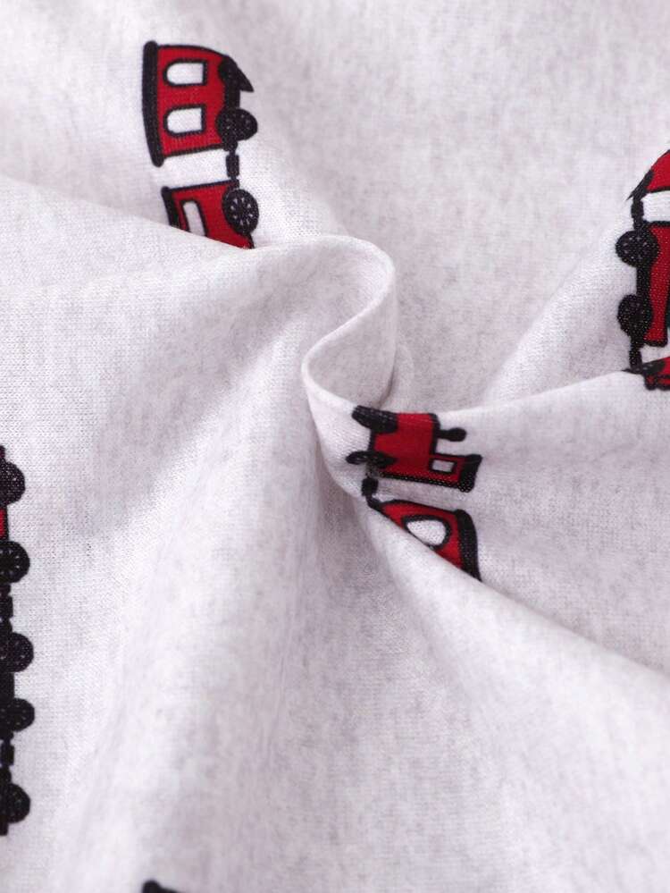 Long Sleeve Bodysuit With Train Print Joggers