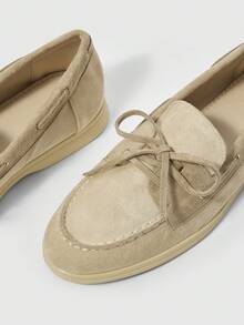 Sleekvia Giày bệt buộc dây cho nữ, thiết kế đơn giản, tiện dụng hàng ngày - Màu be - Xem 8