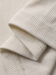 Dazy-Less Áo thun tay dài trơn màu rộng rãi, thoải mái dành cho nữ, đa năng cho cả mùa đông và mùa hè - trắng - Xem 6