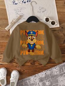 SHEIN | PAW Patrol Young Boy Casual Letter & Dog Print Crew Neck Sweatshirt, Autumn - White - View 1