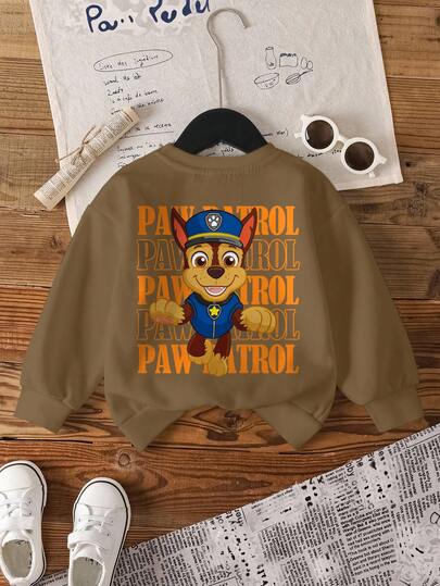 SHEIN | PAW Patrol 男童休闲字母和狗狗印花圆领卫衣，秋季款