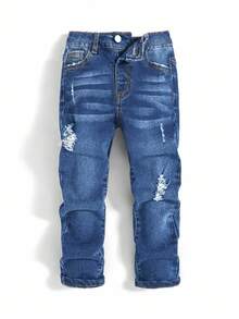 Tween Boy Pocket Distressed Casual Versatile Daily Wear Denim Jeans - Medium Wash - View 1
