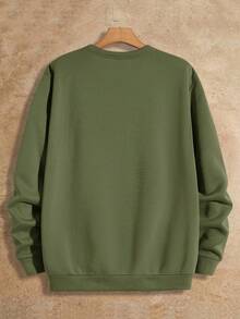 HIMLAND 宽松男士落肩字母印花圆领卫衣 男士运动衫 男士运动衫 男士运动衫 男士运动衫 男士运动衫 - 軍綠色 - 查看 2