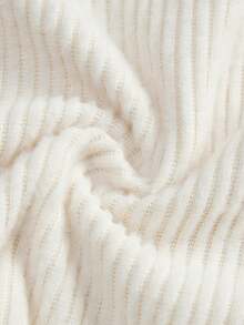 SHEIN Camiseta de manga larga con cuello alto, puños y dobladillo acanalados y suaves de unicolor para adolescentes