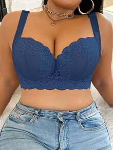 1件大码蕾丝舒适无痕支撑钢圈文胸