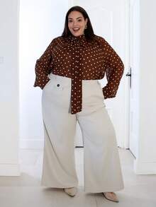 Pretty and Ole Plus Size Versatile Solid High Waisted Straight Leg Slimming Dress Pants Graduation,Back To School,Teacher Outfits For Women Winter Fall Autumn - Khaki - View 1