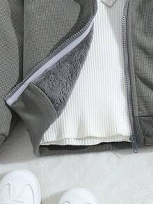 SHEIN Jaket Anak Laki-Laki, Lapisan Termal yang Nyaman, Gaya Kasual Modis, Cocok untuk Bermain di Luar Ruangan - Grey - View 8