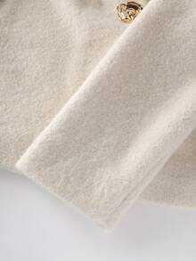 GlowEve CURVE Plus Size Women's Solid Color Wool Blend Coat With Decorative Buttons, Autumn/Winter - Apricot - View 3