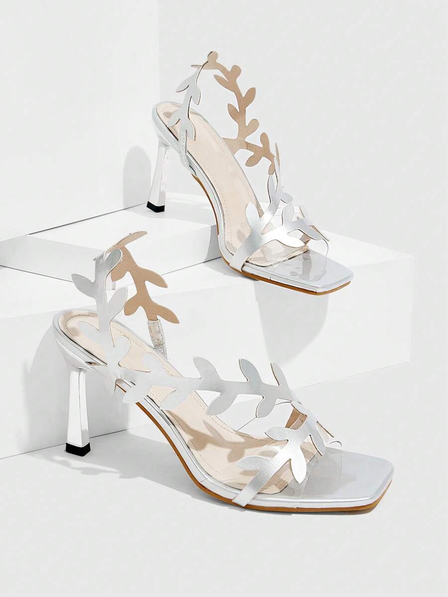 CUCCOO SZL Women's Square Toe Fashion High Heel Sandals For Party - Silver - View 1